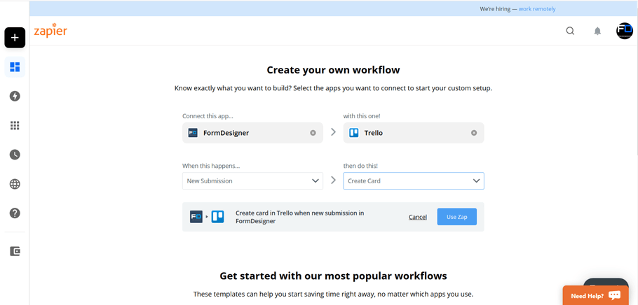 Подключите FormDesigner к сотням других приложений с помощью Zapier 3