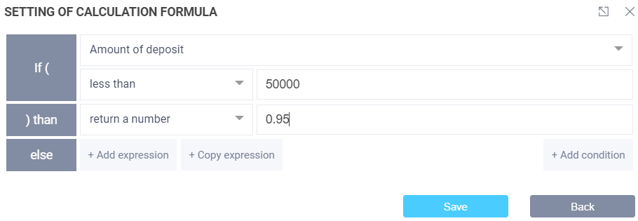 Adjustment of logical expressions in the condition