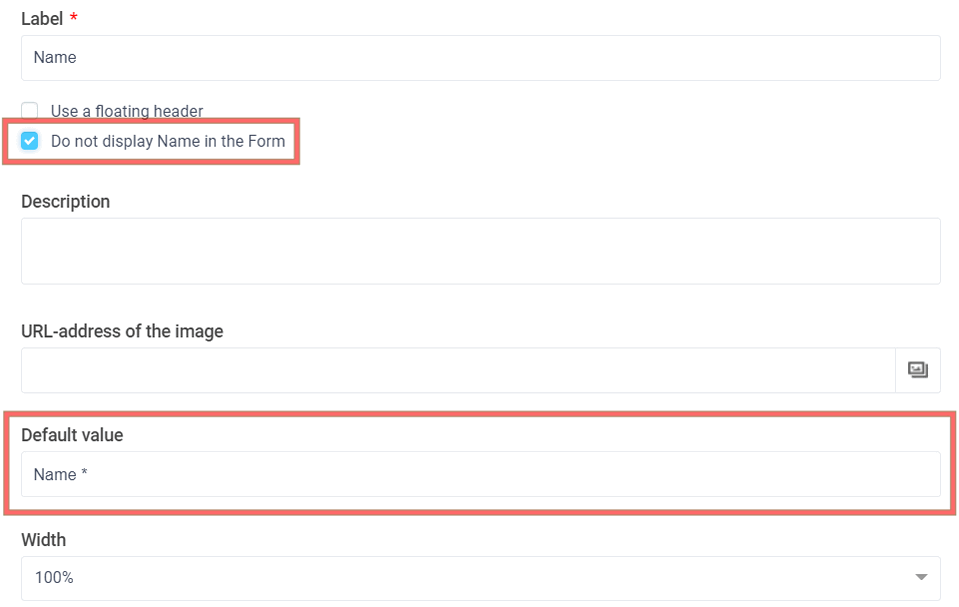 Main Parameters of the elements in the form of capturing to the site