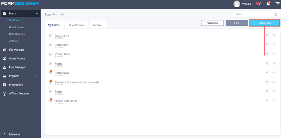 Subscription form creation