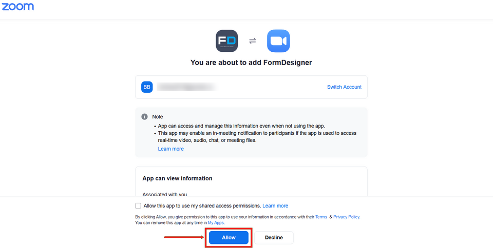 Модуль интеграции FormDesigner с Zoom 3