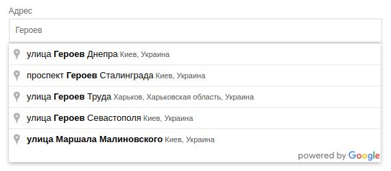 Новые элементы формы: адрес и Google карта 5