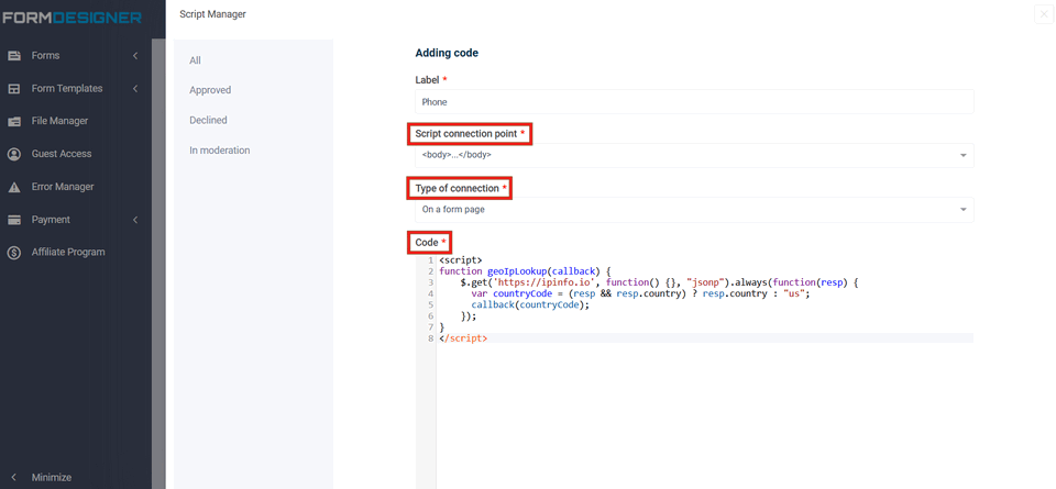 Automatic detection of the phone number mask by ip 7