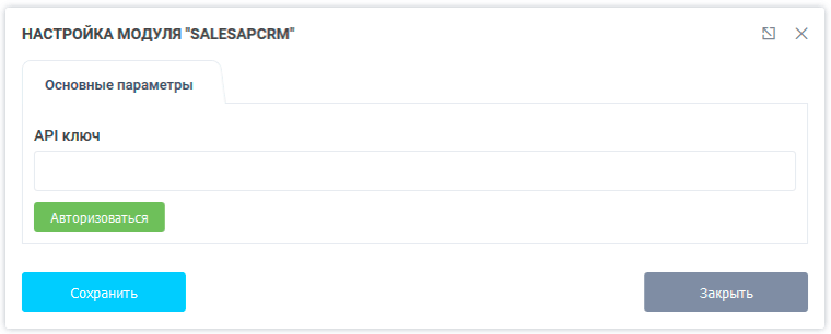 Ввод API ключа от SalesapCRM