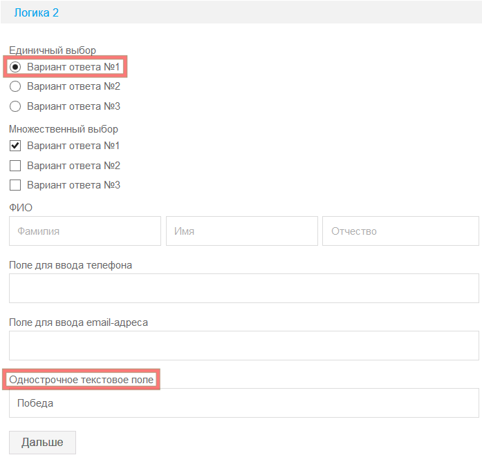 Правила для полей формы 11
