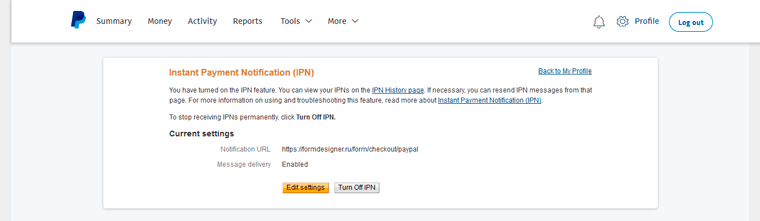 Notification URL 